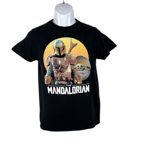 Baby Yoda Shirt Men Small Black Short Sleeve Mandalorian Star Wars Grogu Graphic